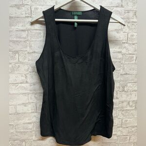 Lauren Ralph Lauren sleeveless blouse women’s 1X black dotted modal cotton blend